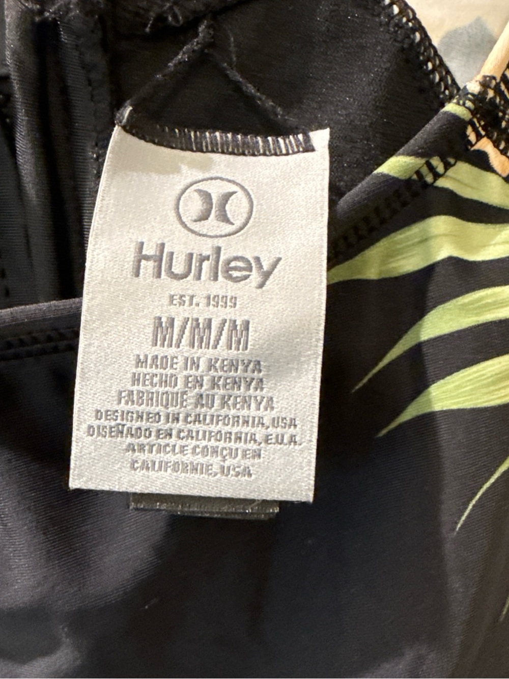 Hurley Ladies Long Sleeve One Piece Rash Guard Swimsuit Size M Black Floral Zip - Picture 8 of 9